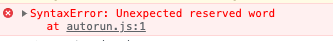 Unexpected reserved word error
