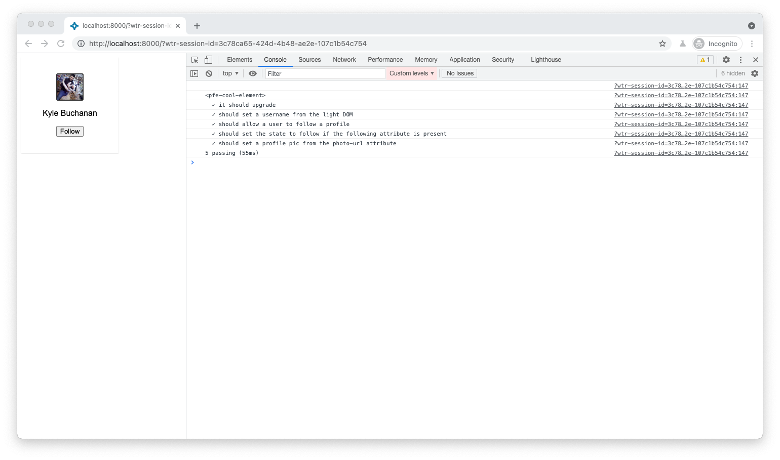 Browser test debugging